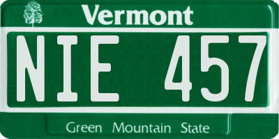 VT license plate NIE457