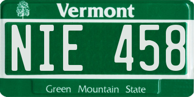 VT license plate NIE458