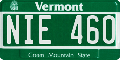 VT license plate NIE460