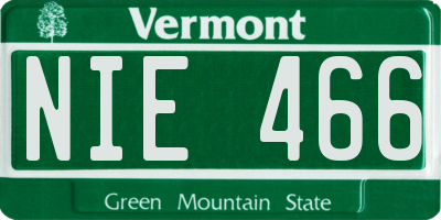VT license plate NIE466