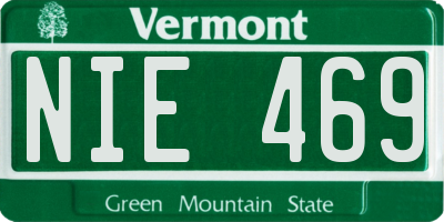 VT license plate NIE469
