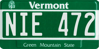 VT license plate NIE472