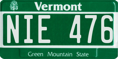 VT license plate NIE476