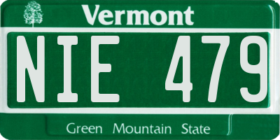 VT license plate NIE479