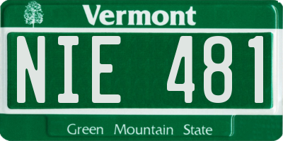 VT license plate NIE481