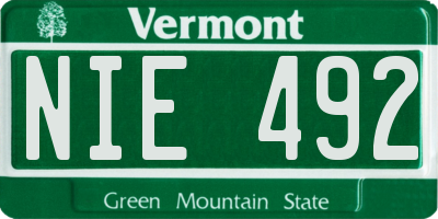 VT license plate NIE492
