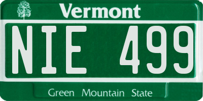 VT license plate NIE499