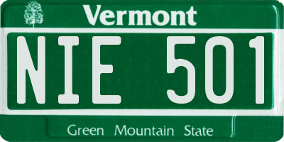 VT license plate NIE501
