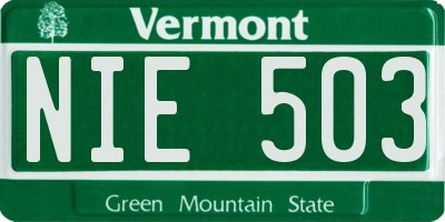 VT license plate NIE503