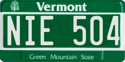 VT license plate NIE504