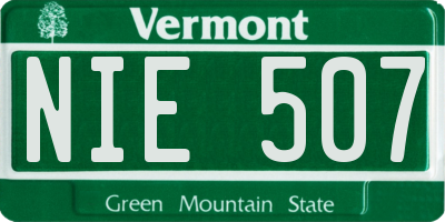 VT license plate NIE507