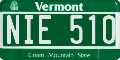 VT license plate NIE510