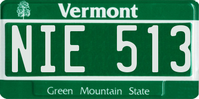 VT license plate NIE513