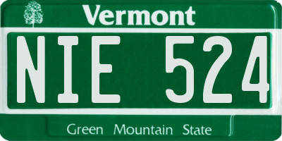 VT license plate NIE524