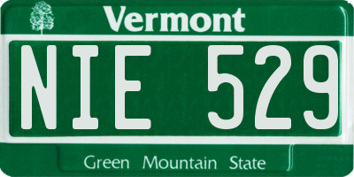VT license plate NIE529