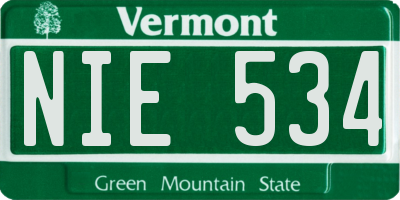 VT license plate NIE534