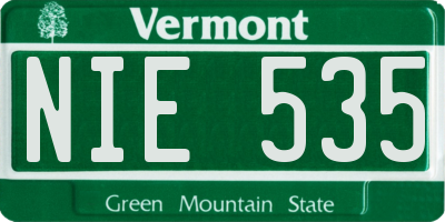 VT license plate NIE535