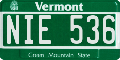 VT license plate NIE536