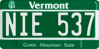 VT license plate NIE537
