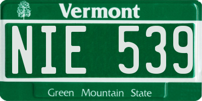 VT license plate NIE539