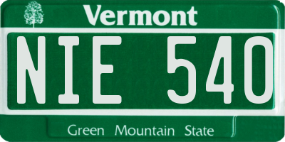 VT license plate NIE540