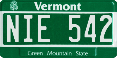VT license plate NIE542