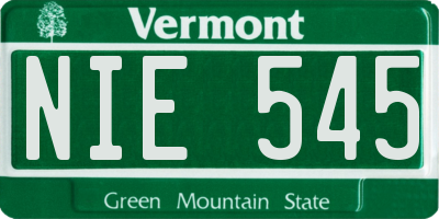 VT license plate NIE545