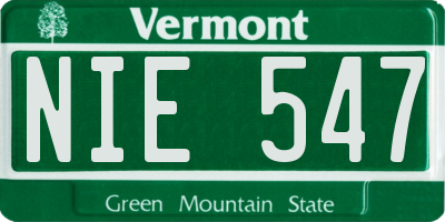 VT license plate NIE547