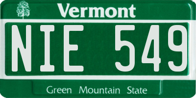 VT license plate NIE549