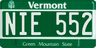 VT license plate NIE552