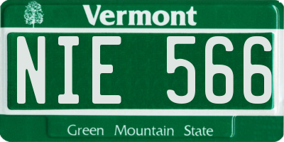 VT license plate NIE566