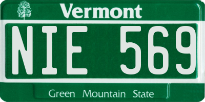 VT license plate NIE569