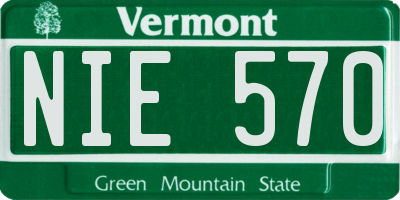 VT license plate NIE570