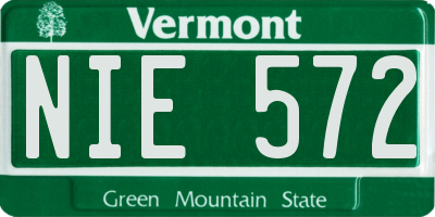 VT license plate NIE572