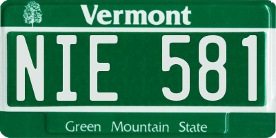 VT license plate NIE581