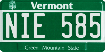 VT license plate NIE585