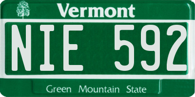 VT license plate NIE592