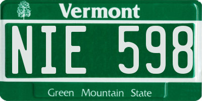 VT license plate NIE598