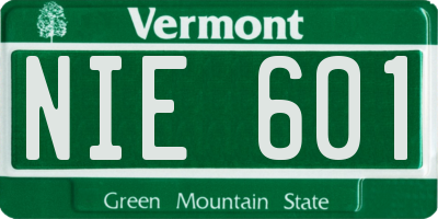 VT license plate NIE601