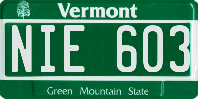 VT license plate NIE603