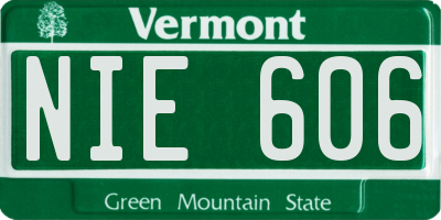 VT license plate NIE606