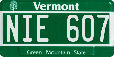 VT license plate NIE607