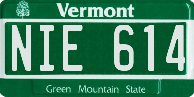 VT license plate NIE614