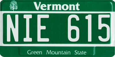 VT license plate NIE615