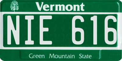 VT license plate NIE616