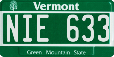 VT license plate NIE633