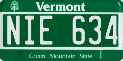 VT license plate NIE634