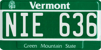 VT license plate NIE636