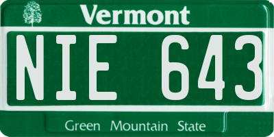 VT license plate NIE643