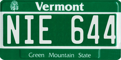 VT license plate NIE644